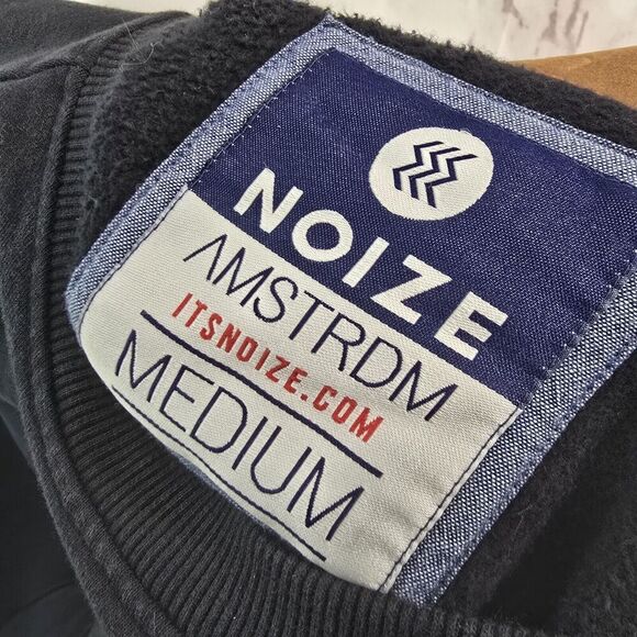 Noize Amstrdm Sweatshirt Mens Medium Black Crew Drop Shoulder Vegan Cruelty Free - Picture 3 of 10
